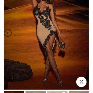 Mew Mews Simran Lace Asymmetric Midi Dress In XL